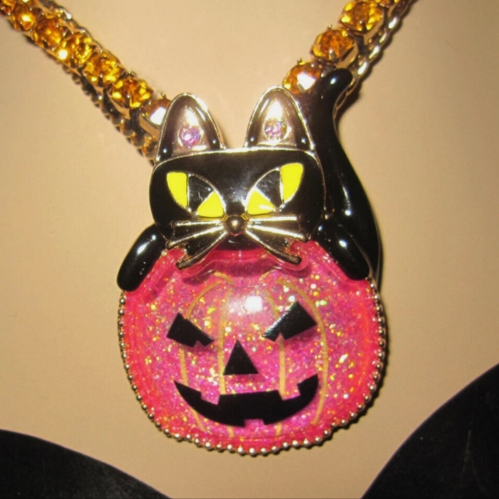 Betsey Johnson cat on jack o'lantern